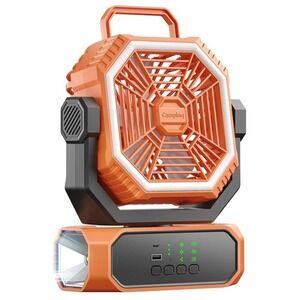 Camping‎ Fan with LED Lantern & 10000mAh Power Bank Rechargeable Tent Fan